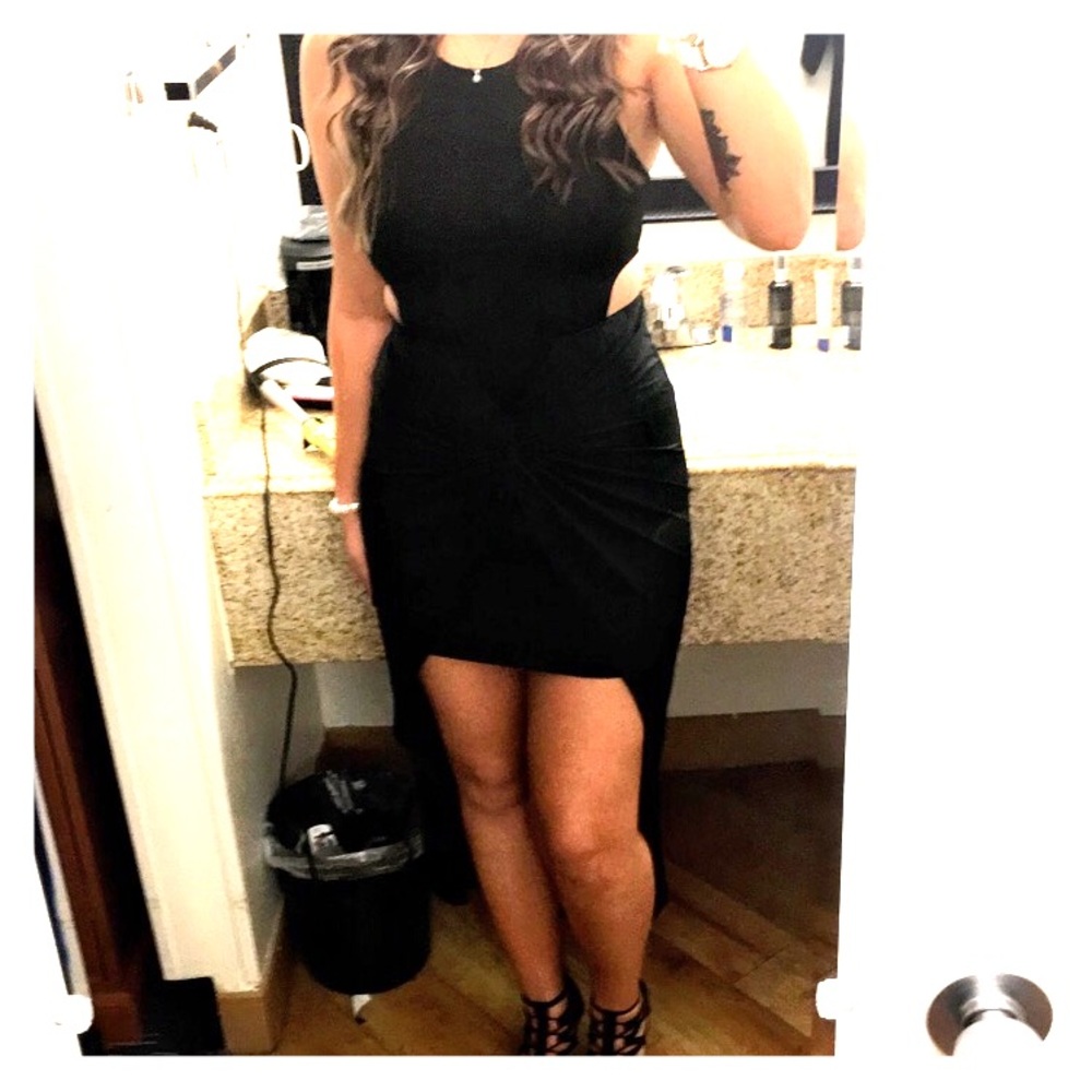 High-low black dress